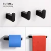 Tutima Matte Black 3-Piece Set Bathroom Accessories 304 Stainless Steel Wall Mount Toilet Paper Holder Towel Bar Ring Robe Hook T200605