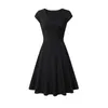 Casual Women's Solid Color Summer Slim Swing Dress Sexy Plus Size Office Versatile Mini Retro V-neck Beach es 220426