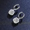 Dangle & Chandelier Silver 925 Original Total 2 Carat D Color Diamond Test Past Moissanite Drop Earrings Square Gemstone Wedding For WomenDa