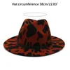 Berretti Cappello da cowboy occidentale con stampa mucca casual Feltro tutto-fiammifero con corda in pelle Top jazz per feste di carnevale Cosplay Berretti