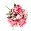 Décoratif Fleurs Couronnes Têtes Style Européen Soie Artificielle Pivoine Hortensia Rose Dahlia Herbe Ensemble Pour La Maison El Mariage Bureau Jardin De