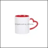 Muggar Drinkware Kitchen Dining Bar Home Garden SubliMation Ceramic Mug With Heart Handlea 320 ml White Cups Colorf Inner Coating Water Bottl