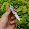 Mini couteau pliant chinois clé damas VG10 lame en acier damas TC4 manche en alliage de titane couteaux EDC de survie en plein air