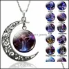 Pendant Necklaces Songda 12 Twee Constellations Crescent Moon Necklace Zodiac Symbol Glow In Dark Luminous Personalized Couple Jewel Dhpjr