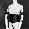 Ourbondage M Female PU Leather Whole Waist Harness Bondage Body with Armbinder Cuffs Strap and Pants Belt For Women sexy Toy