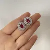 Biżuteria Kolczyki Urok Czysty Srebrny Kolczyk Girl High Carbon Diamond Imitacja Ruby Kolczyki Kolczyki