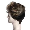 Män hår syntetiska Guruilagu Short 's peruk slät naturliga s för rak manlig svart ombre grå pixie cut s 0527