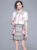 Sukienki swobodne Modna letnia spódniczka damska bluzka geometrii koni koni i guziki z kieszeni liniowej 2 dwuczęściowe setcasual