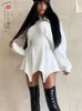 Tossy mode robe à capuche pour les femmes blanc taille Wrap moulante Mini robe printemps à manches longues sweat à capuche robes 220815