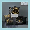 Pillow Case Bedding Supplies Home Textiles Garden Ll Taoup Gold Black Snowflake Merry Christmas Pillowcase Xmas Decor For Dhqtp