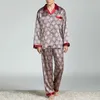 Herren-Nachtwäsche Puimentiua Frühling Herren-Nachtwäsche Langarm-Satin-Pyjama-Sets Fo 220823