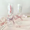 Glass de festa de casamento de decalque de decalque personalizado pode ser colada nas bolas de Natal adesivas de vinil de vinil copos de champanhe de champanhe copo com nome 220613