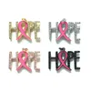 Charms 5pcs ESPERANZA Palabra para mujer Pulsera Collar Letras Colgante Cinta rosa Concientización sobre el cáncer de mama Fabricación de joyas Suministro DIYCharmsCharms