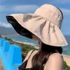 حفل تفضل اليابانية الأسود الغراء فارغة أعلى الشمس قبعة الإناث الصيف كبير حافة مكافحة الأشعة فوق البنفسجية قابلة للطي صياد قبعة CCA13223