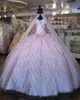 Sparkle Sequins vestidos de 15 anos 2022 Puffy Quinceanera Dress with Cape Basque Sweet 16 Dress Long Prom Gown Sweetheart Lace-Up Ballgown Gold Blue Lilac Pink