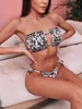 Seksi Bikini Pileli Bandeau Mayo Kadın Mayo Kadın Mini Tanga Set Bather Yüzme Beachwear Mayo 220413