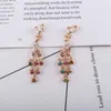 Clip-on Paving Pavbock Clip em brincos étnicos longos strass de cristal de cristal festas de festas boêmios para mulheres para mulheres