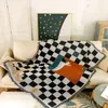 Dekens geometrisch dambord reisdekens stofomslag Noordse stijl kinderkamer decor gooi slipcover kwast tapijtpicknick matb