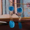 Boucles d'oreilles pendantes lustre Boho plume rouge longue pour femmes été gitane Jhumka Jhumki chaîne feuille gland fait à la main OorbellenDangle