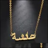 ペンダントネックレスファッションファッションクリエイティブ中東アラビア語のアルファベットネックレスレディース名前ステンレススチールクラビクルチェーンギフトジュエリードロップDH531