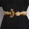 Riemen origineel ontwerp goud metaal legering vis vorm taille riem vrouwen onregelmatige elastische tailleband overhemd shirt korset straplelts