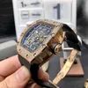 Роскошные швейцарские часы Richas Miers ZF Factory Tourbillon с автоматическим механизмом и датой для бизнеса и отдыха Milles Rm030 Machinery Gold Full Diamond Case Tape
