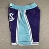 2022 Team Basketball Shorts Just Don Wear Pantalon de sport avec poche zippée Pantalon de survêtement Hip Pop Bleu Blanc Noir Violet Vert Rouge Homme Cousu Taille S-XXL