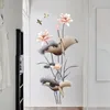 Adesivi da parete di fiore di loto in stile cinese decorazione per casa decorazioni 3d a parete grandi decalcomanie decorazioni da parete soggiorno pegatinas de conta