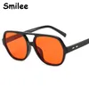 Lunettes de soleil rétro Double Bridge Square Femmes Tendance Brand Vintage Designer Orange Sun Glasses Migne Femme Eyewear UV400Sunglasses299m