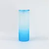 Small Pack 6pcs Sublimation Straight Gradient Glass Tumbler 25oz Frosted Drinking Bottle With Colored Lid & Plastic Straw DIY Beer Mugs Coffee Cups US warehouse B6