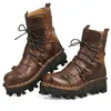 Designer-Big Size Martin Laarzen Hoge Top Lace Up Lederen Man Skull Boots 15 # 20 / 20D50