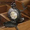 Montres De Poche Vintage Creux Sculpture Analogique Steampunk Mécanique Demi Montre Chiffres Romains Taille Chaîne Remontage À La Main Hommes MontresMontre De Poche