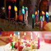 Bougies multicolores pour gâteau de mariage, fournitures de fête d'anniversaire, flammes sûres, décoration de Dessert, flamme colorée, 6 pièces/paquet
