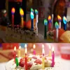 Bougies multicolores pour gâteau de mariage, fournitures de fête d'anniversaire, flammes sûres, décoration de Dessert, flamme colorée, 6 pièces/paquet