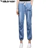 High waist jeans woman summer autumn softener denim jeans elastic waist loose denim harem pants female trousers jeans femme 210412