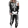 Women's Two Piece Pants Women's Hirigin Black Skeleton Printed Pattern Pullover And With Pockets Christmas Tracksuit Halloween Costumes