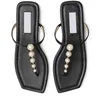 Marcas de lujo de verano Zapatos de sandalias Alaina para mujeres Slide Flats Faux Pearl-Cobellised Mules Dama Flip Flip Eu35-43