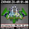Full Body Kit för Kawasaki Ninja ZXR 400 CC ZX-4R ZXR400 91 92 93 94 95 96 COWLING 12DH.0 ZX4R 400CC ZX 4R ZXR-400 1991