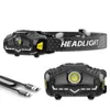 Smart sensing Super Bright LED Fishing Headlamp With XPG+COB lamp beads Rechargeable headlight Comes with fluorescent headband