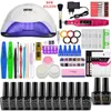 36/48/54/90W LED lampe à ongles UV pour ensemble Kit d'extension acrylique 10 couleurs vernis Gel manucure