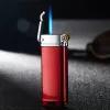 Gas Lighters Windproof Straight Blue Flame Cigar Creative Metal Lighter Mens Gift Lighter Smoking Accessories Torch