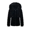 Damen Pelz Faux Giolshon Frauen Winter Doppelseitiger Kapuzen-Puffermantel Abnehmbarer Kragen Warme Weibliche Jacke Winddichter DaunenmantelDamen