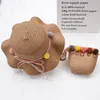 Girl kids Cute casual straw hat handbag sets Child baby Outdoor travel holiday beach floppy bags set flower sun cap panama 220630