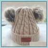 Cappelli di lana lavorati a maglia per bambini Pon pon in pelliccia sintetica Berretti all'uncinetto Inverno caldo infantile Bambini Ragazzi Ragazze Berretto Accessori per capelli 9 colori Drop Deli