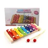 Zabawki dla niemowląt ksylofon edukacyjny drewniany drewniany ośmio-notowy styl Frame Musical Toys maluch dzieci dzieci 2-4 lata Montessori Toys 220706