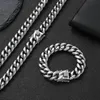 Chains 6mm-14mm Golden Curb Cuban Link Chain Necklace For Men And Women 316L Stainless Steel Bracelet Hip Hop Fashion JewelryChains