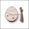 Party Favor Easter Home Decorations Pendant 10Pcs Diy Carved Wooden Egg H Dhnis