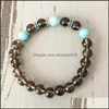 テニスブレスレットジュエリーA-quamarine Yoga Healing Stone Medation Mala Bracelet Gift 8mm Smoky Quartzs Beaded Bracelet1ドロップ配信