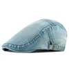 Béret en Denim Vintage pour hommes et femmes, unisexe, chapeau de journal, printemps-automne, casquette à visière, casquette décontractée réglable vers l'avant