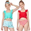 أزياء فتاة قطعتين منقوشة ملابس السباحة مصممة بيكيني مجموعة 2-12T Kids Summer Summer Swimwear 2 Style 3 Color